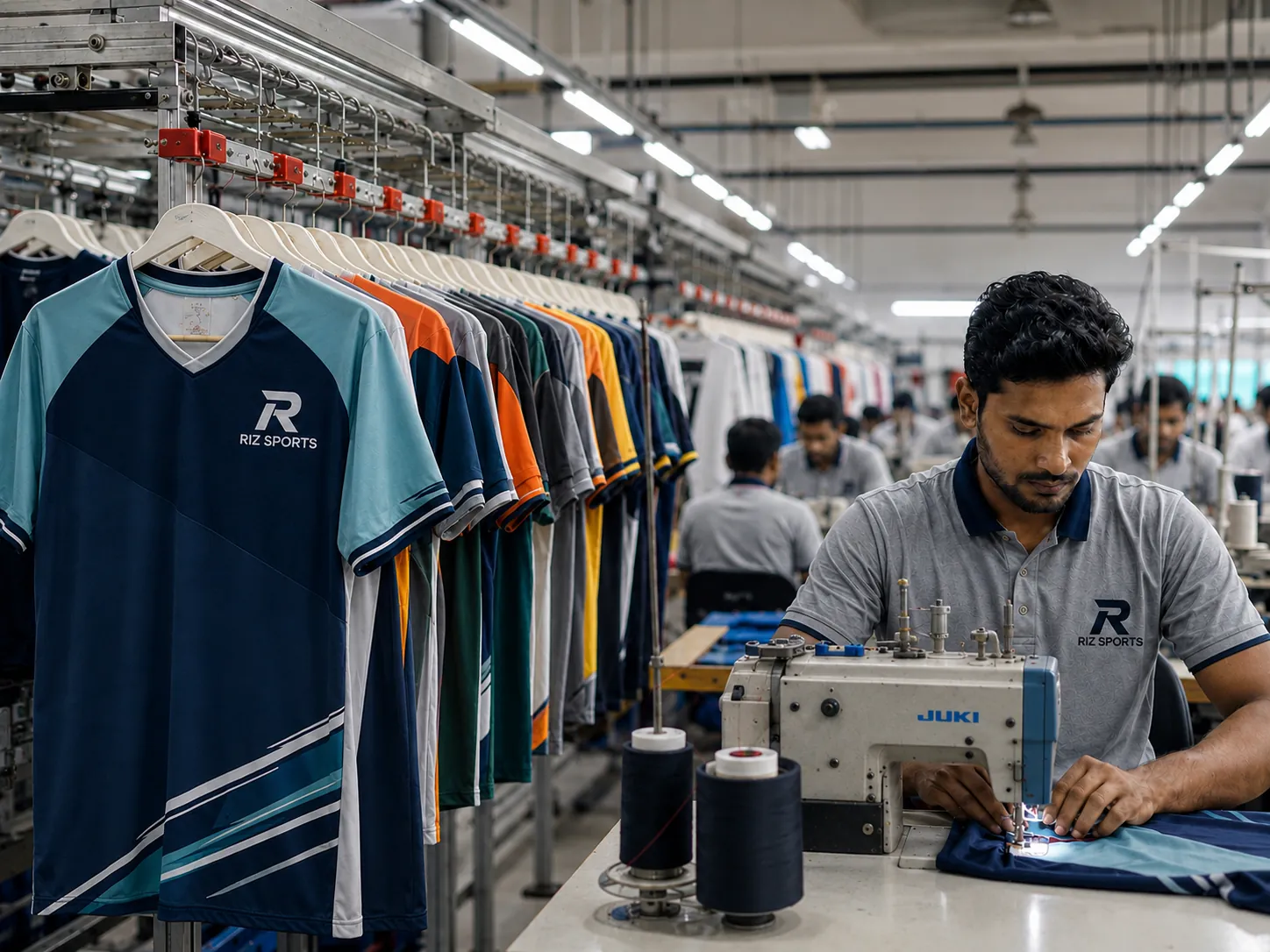 Apparel units with sportswear production lines