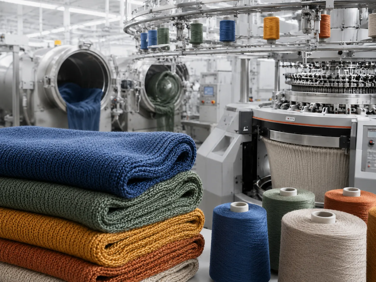 Knitting and dyeing units for fabric processing